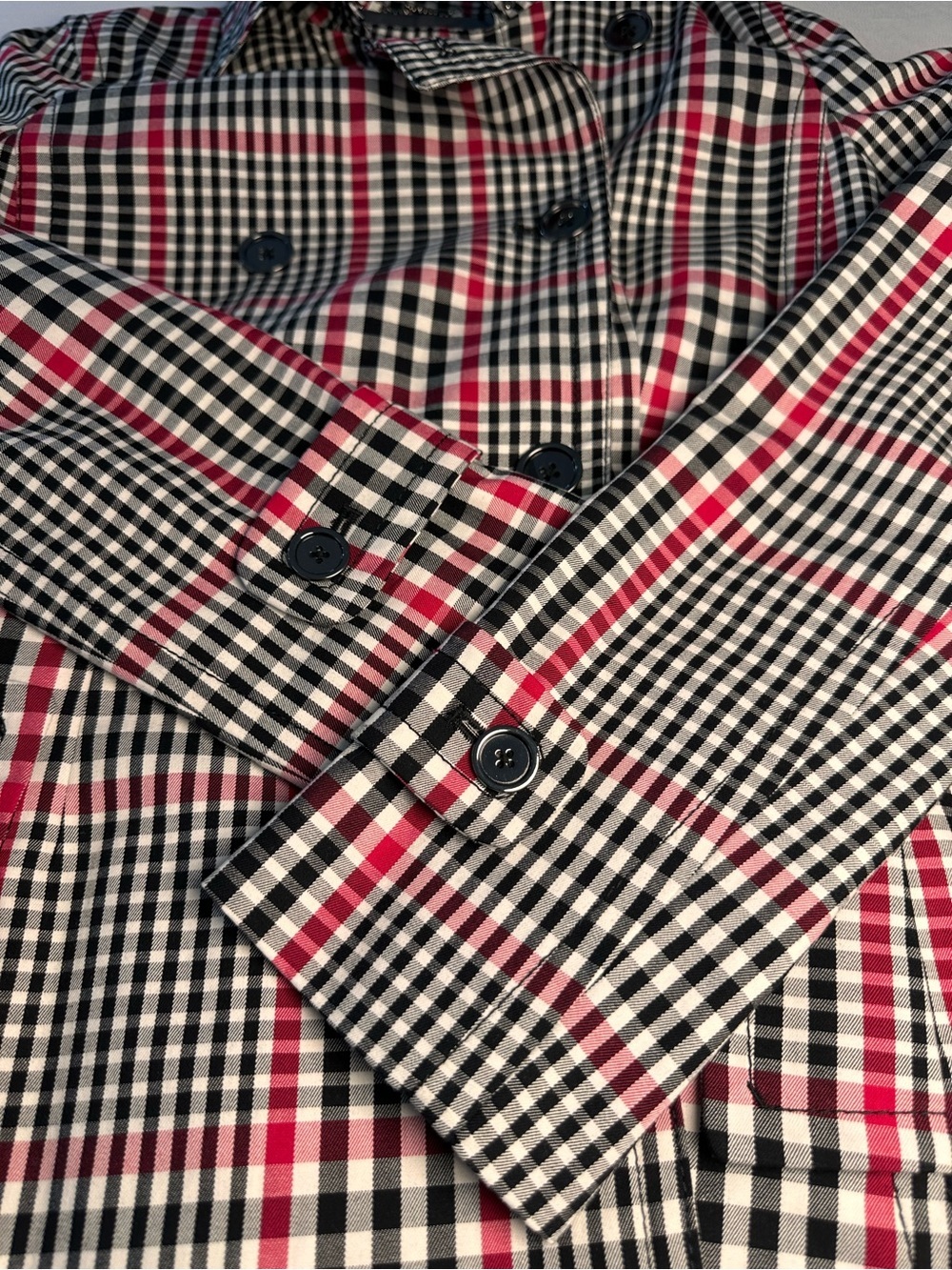 Banana Republic Women’s S Plaid Trench Coat Belted Cotton Double Breasted - Picture 9 of 10